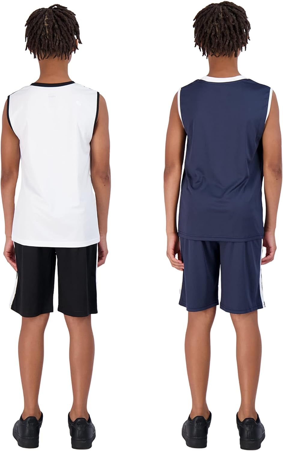 4-Piece Boys Basketball Shorts and Muscle Athletic Shirt Tank Top Jersey