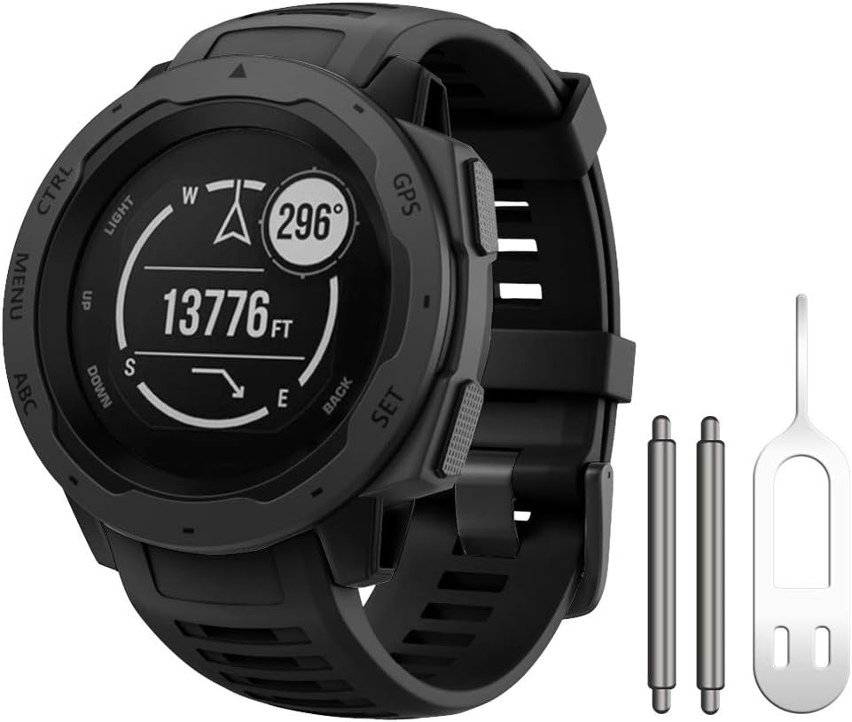 Instinct Band, Soft Silicone Replacement Watch Strap ONLY Compatible Instinct Sports GPS Smart Watch with Adapter Tools