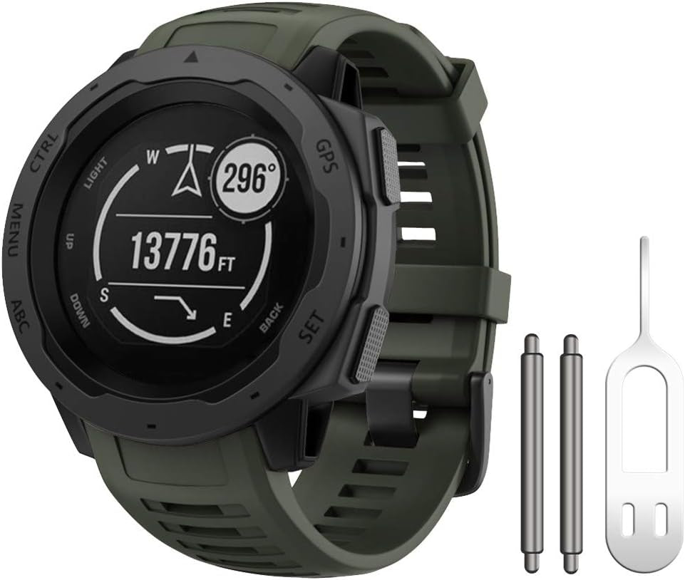 Instinct Band, Soft Silicone Replacement Watch Strap ONLY Compatible Instinct Sports GPS Smart Watch with Adapter Tools