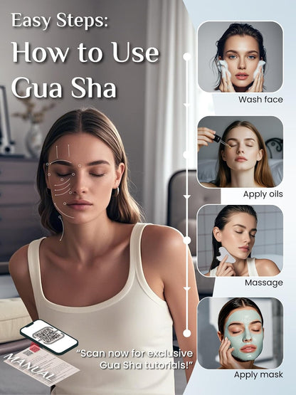 Stainless Steel Gua Sha, Metal Gua Sha for Jawline Sculpting and Puffiness Reducing, Facial Massage Tool, Skin Care Gift (Silver)