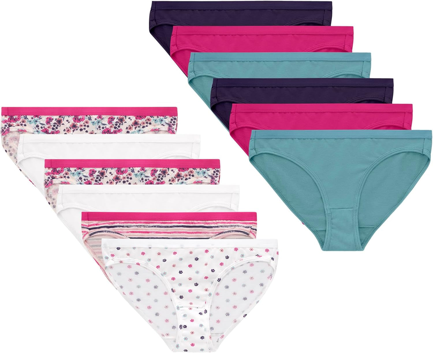 Bikini Underwear, Stretch Cotton Panties for Girls, Assorted, 12-Pack