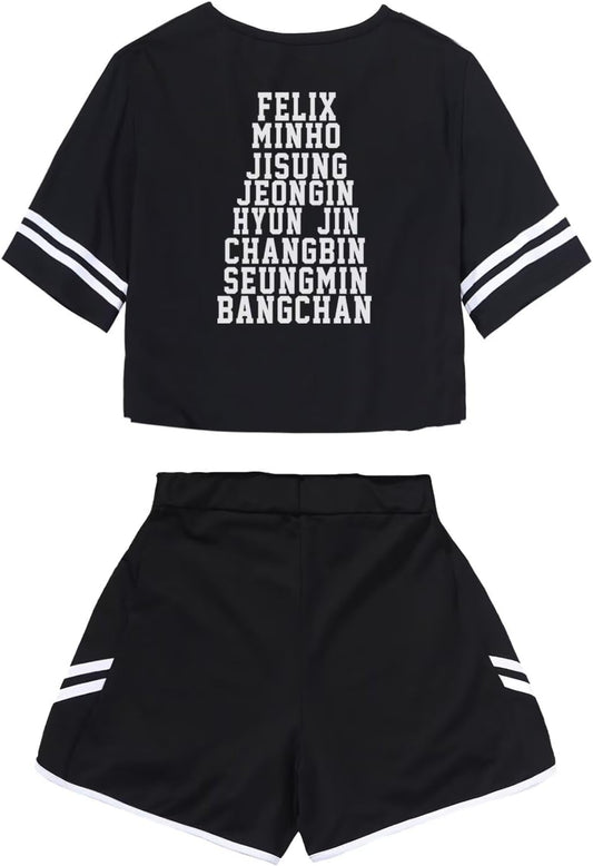 Kpop Stray Kids Shirt + Shorts Set Merch Hyunjin Felix Leeknow Bangchan Changbin Seungmin Shorts T-Shirt Tee