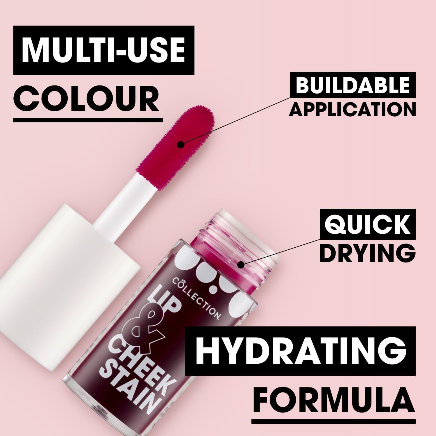 Cosmetics 2 in 1 Lip & Cheek Stain, Long Lasting and Hydrating, for All Skin Types, Rosie (3 Pack)