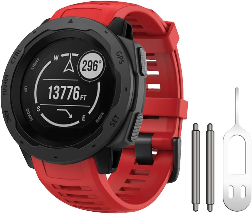 Instinct Band, Soft Silicone Replacement Watch Strap ONLY Compatible Instinct Sports GPS Smart Watch with Adapter Tools