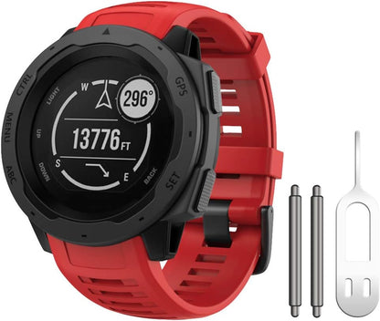 Instinct Band, Soft Silicone Replacement Watch Strap ONLY Compatible Instinct Sports GPS Smart Watch with Adapter Tools