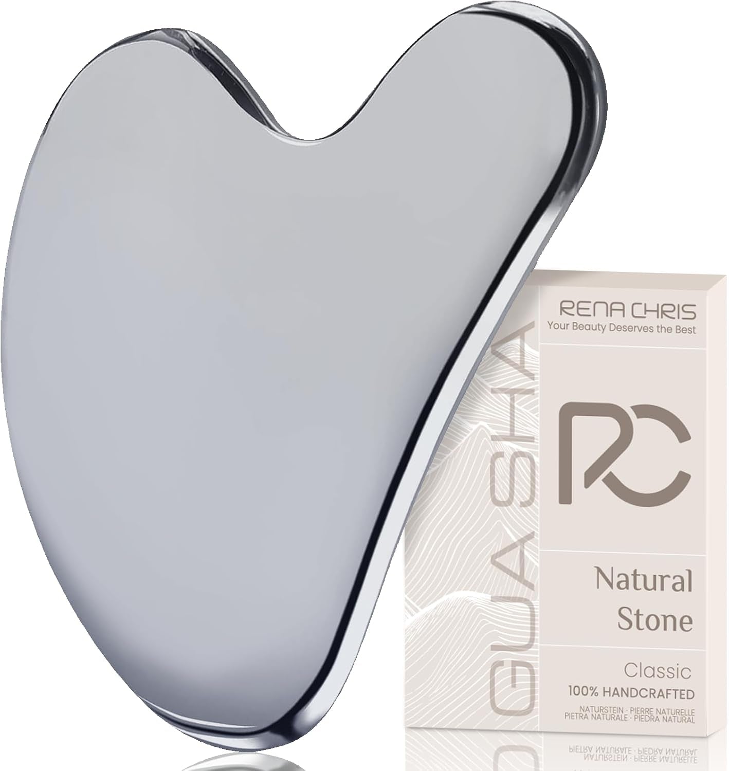 Stainless Steel Gua Sha, Metal Gua Sha for Jawline Sculpting and Puffiness Reducing, Facial Massage Tool, Skin Care Gift (Silver)