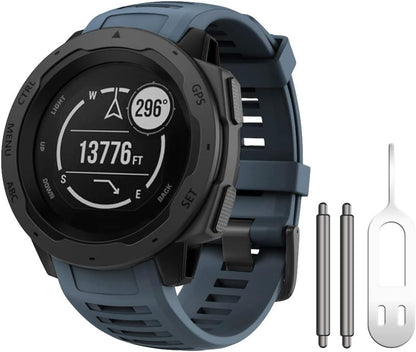 Instinct Band, Soft Silicone Replacement Watch Strap ONLY Compatible Instinct Sports GPS Smart Watch with Adapter Tools