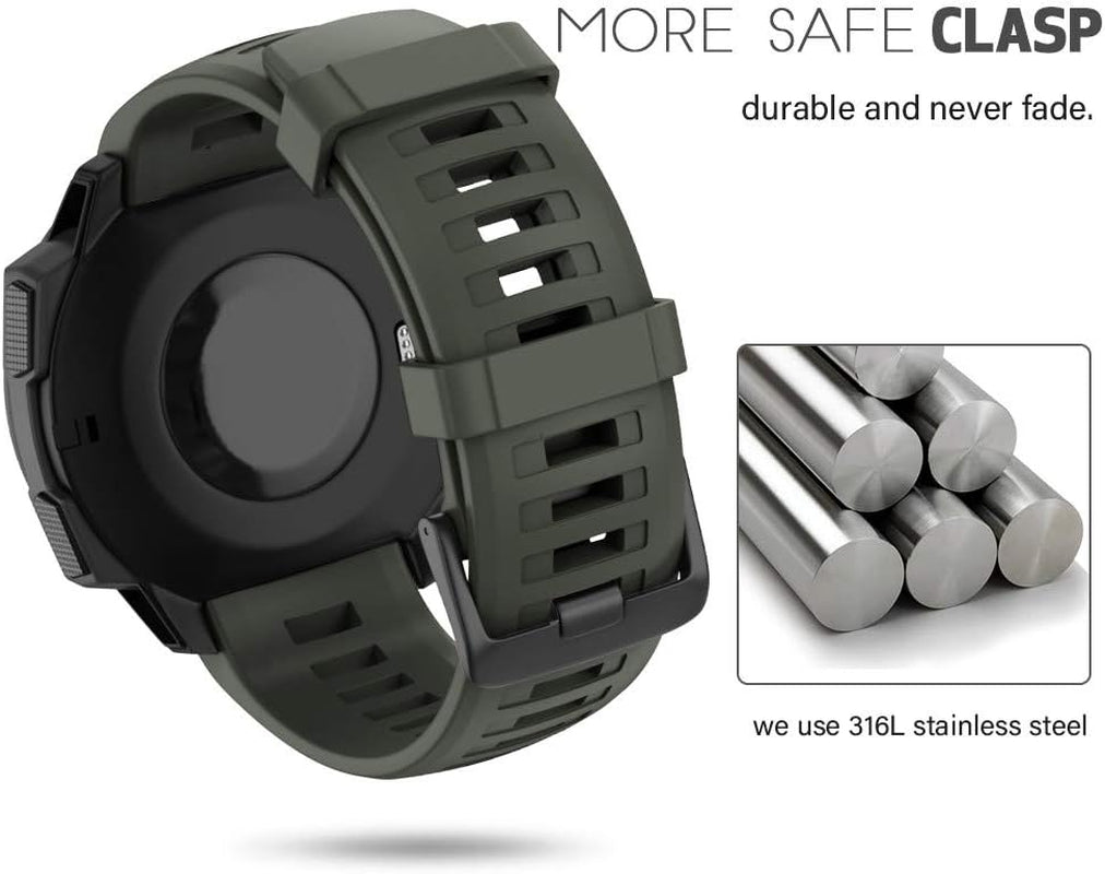 Instinct Band, Soft Silicone Replacement Watch Strap ONLY Compatible Instinct Sports GPS Smart Watch with Adapter Tools