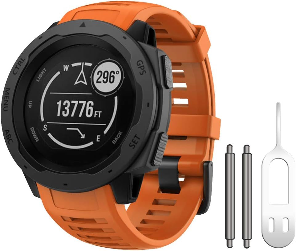 Instinct Band, Soft Silicone Replacement Watch Strap ONLY Compatible Instinct Sports GPS Smart Watch with Adapter Tools