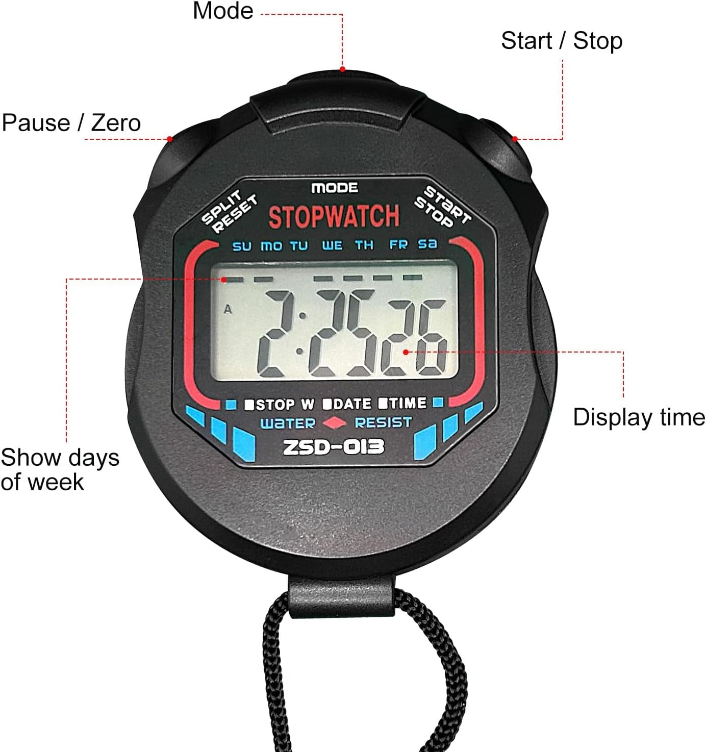 Digital Stopwatch-Sports Timer Set Multi-Function Professional Handeled Electronic Large Display (Style A)