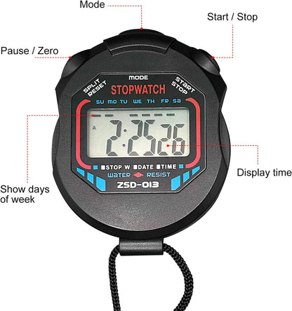 Digital Stopwatch-Sports Timer Set Multi-Function Professional Handeled Electronic Large Display (Style A)