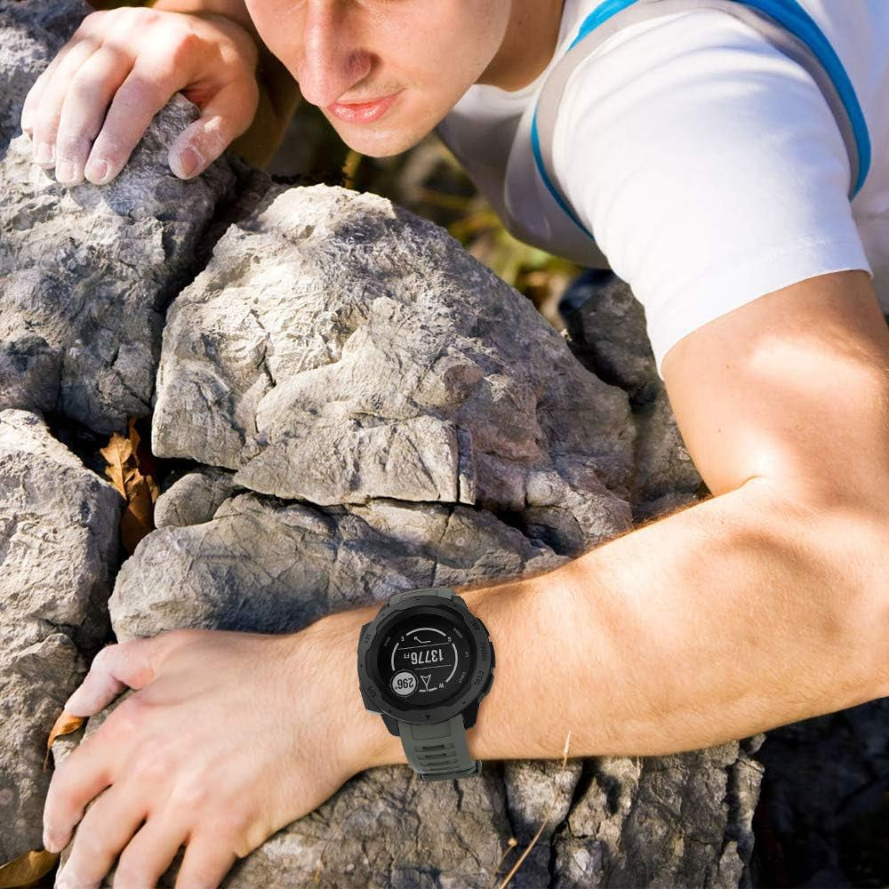 Instinct Band, Soft Silicone Replacement Watch Strap ONLY Compatible Instinct Sports GPS Smart Watch with Adapter Tools