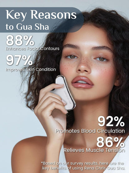 Stainless Steel Gua Sha, Metal Gua Sha for Jawline Sculpting and Puffiness Reducing, Facial Massage Tool, Skin Care Gift (Silver)