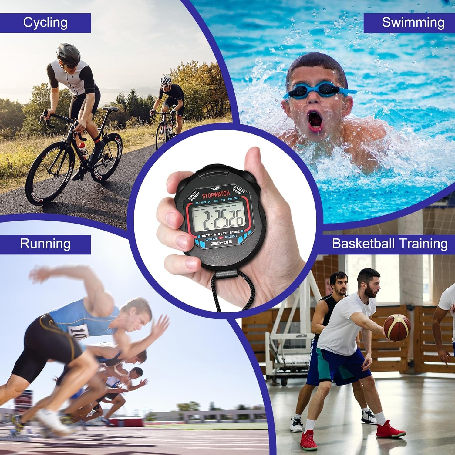 Digital Stopwatch-Sports Timer Set Multi-Function Professional Handeled Electronic Large Display (Style A)
