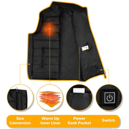 Electric Heated Vest Gilet Winter Body Warmer Heating Warm up Thermal Jacket Men