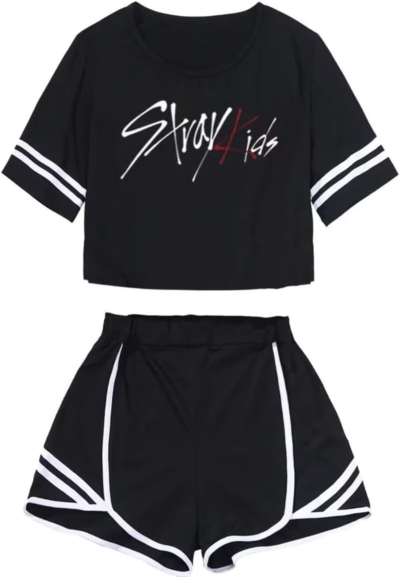 Kpop Stray Kids Shirt + Shorts Set Merch Hyunjin Felix Leeknow Bangchan Changbin Seungmin Shorts T-Shirt Tee