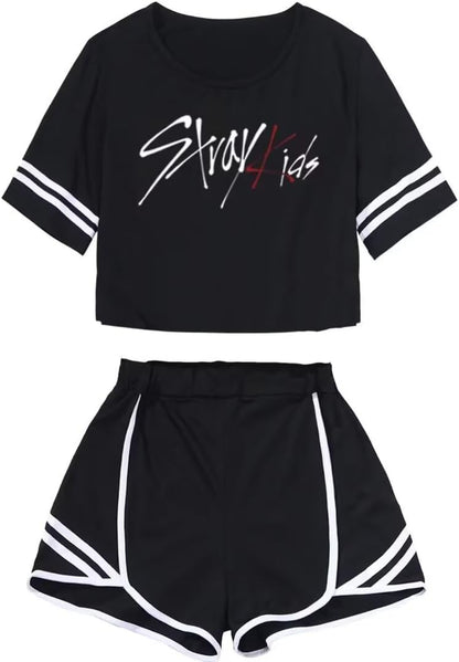Kpop Stray Kids Shirt + Shorts Set Merch Hyunjin Felix Leeknow Bangchan Changbin Seungmin Shorts T-Shirt Tee