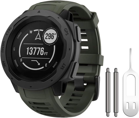 Instinct Band, Soft Silicone Replacement Watch Strap ONLY Compatible Instinct Sports GPS Smart Watch with Adapter Tools