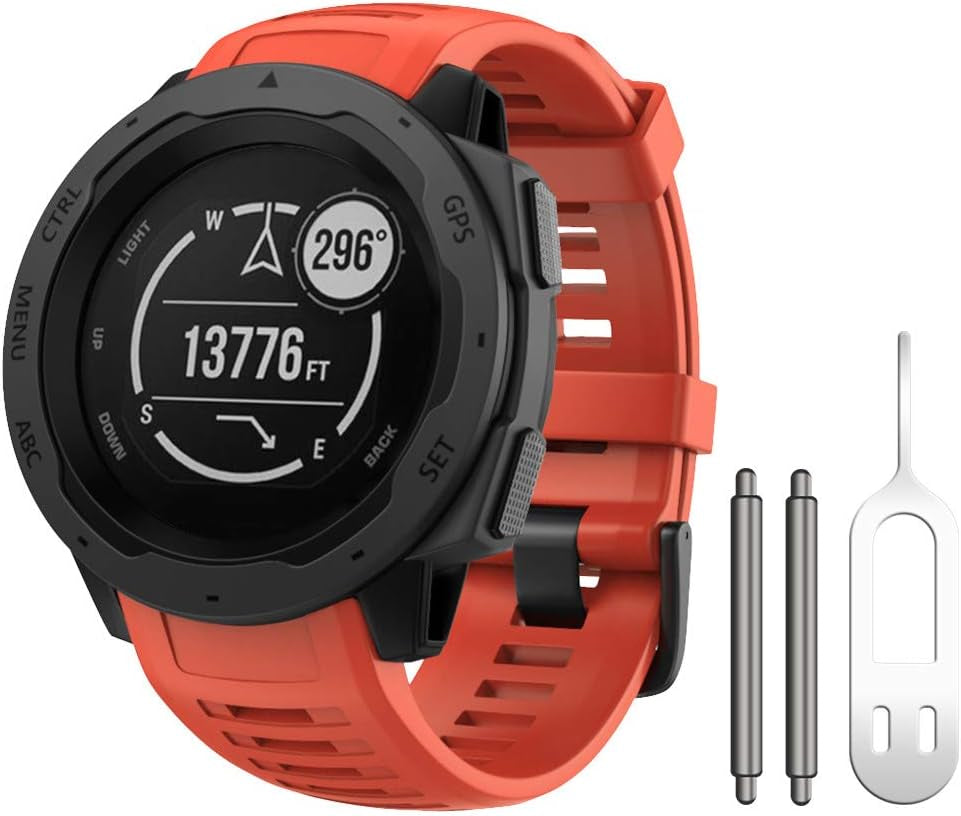 Instinct Band, Soft Silicone Replacement Watch Strap ONLY Compatible Instinct Sports GPS Smart Watch with Adapter Tools