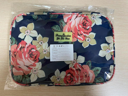 Toiletry Bag for Women Portable Cosmetic Bag Large Toiletries Organizer Storage Navy Rose Toiletry Kit Leakproof Travel Make up for Girls Floral Cosmetic Case (Navy Rose)