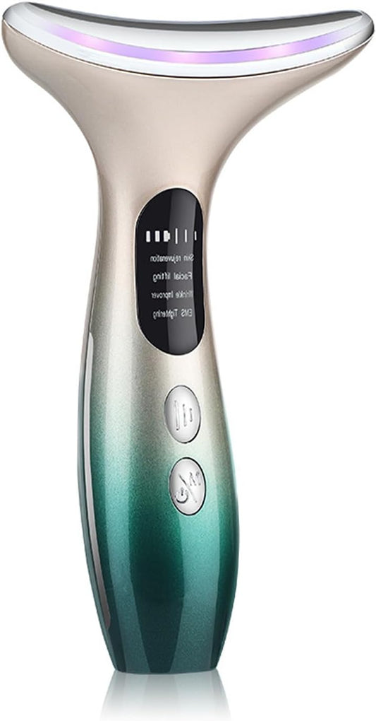 Face Massager，Anti-Wrinkle Face Device，Portable Skin Tightening Beauty Toning Device with 45 ±5°C Heat and 4 Massage Modes for Skintightening & Neck Lifting EMS Massage Face Toning Firming (Gradient)