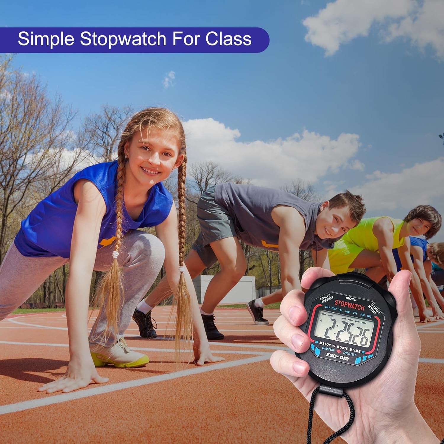 Digital Stopwatch-Sports Timer Set Multi-Function Professional Handeled Electronic Large Display (Style A)